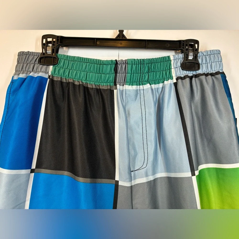 Rip Curl Boardshorts Mens Medium NWT Blue Green Plaid Swim Trunks Elastic Waist